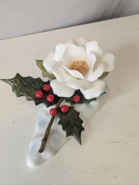 Vintage Goebel Porcelain Christmas Rose Figurine Garden Glories Collection